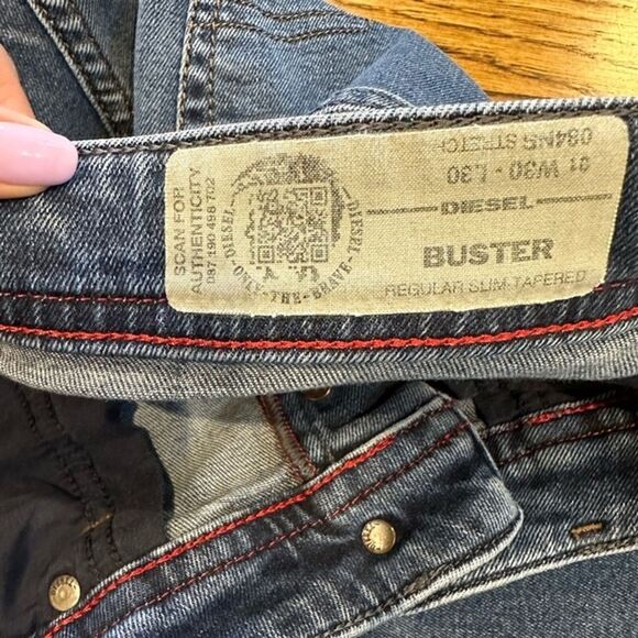 Diesel Baster Regular Slim Tapered Jeans Muted Blue 084NS W30 L30 - Picture 5 of 9